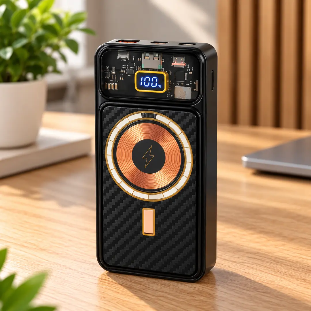 Power bank бездротовий павер QCY 22.5W + 15W 10000 mAh / Зовнішній акумулятор / Пауербанк LED-дисплеєм