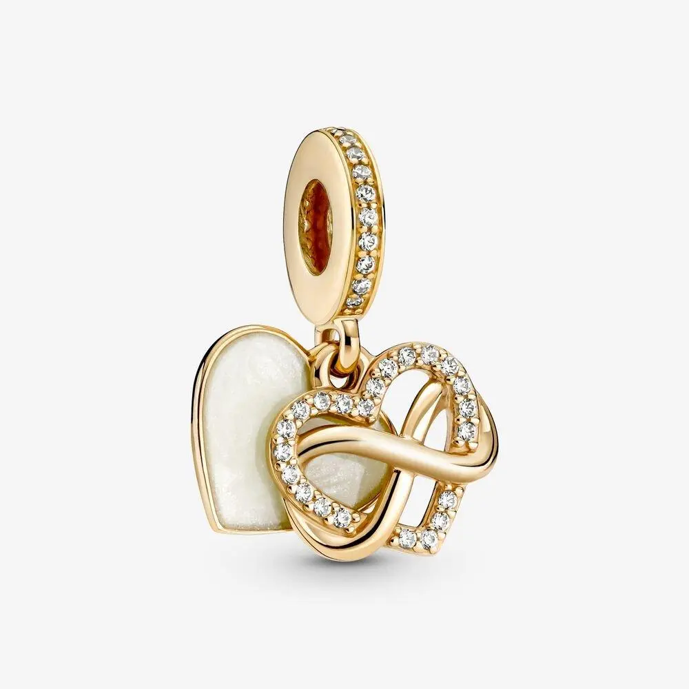 Срібна намистина Пандора    "Gold heart and infinity" 759516C01