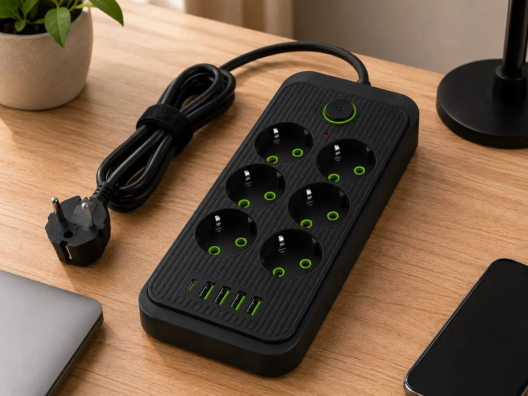 Мережевий фільтр (подовжувач) / Power — Socket F06U 6 розеток 4 USB + Type-C чорний 26X-211 / Мережевий подовжувач розеток