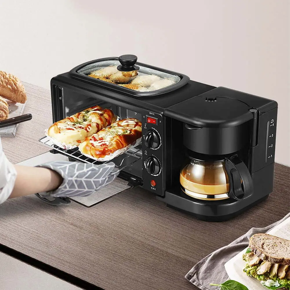 Електрична духовка 3в1 Domotec MS-5308В Кофеварка Сковорода 9 л 4500w