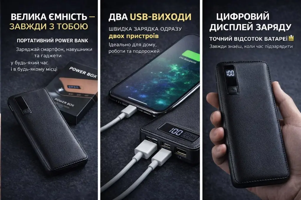 Павер банк Smart Tech 50000 mah. Power Bank Чорний