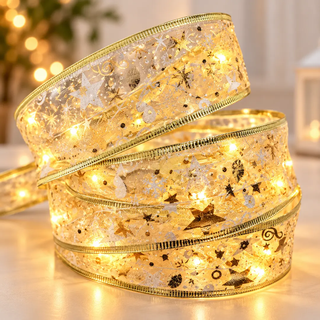 Світлодіодна ялинкова гірлянда у вигляді стрічки 100 Led 10 метрів Теплий білий / Новорічний декор / Christmas Decoration