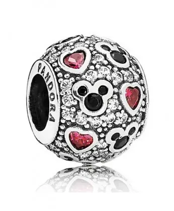 Срібна намистина Пандора  "MICKEY & HEARTS" 791457CZ